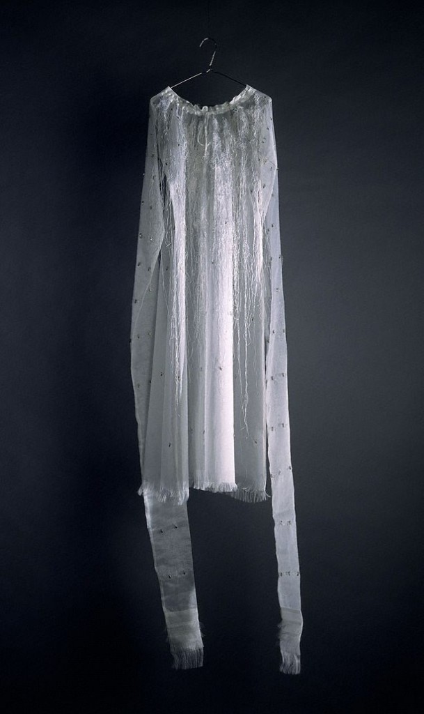 Rosslynd Piggot, La Somnambule also known as The sleepwalker, 1996-1997 Mixed media, silk, hooks, coat hangers, Perspex, stainless steel. Dimensions variable. Not signed. Not dated.Contemporary Collection Benefactors 2003 From the website of AGNSW.