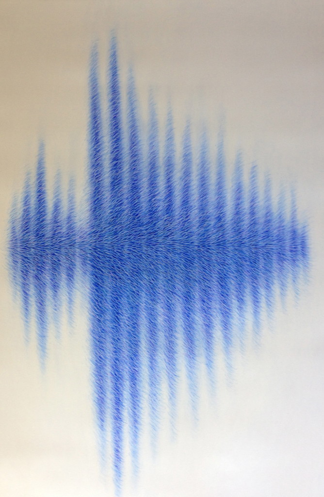 The sound wave for the letter 'd', one of 21 blue letters. The 'j,k,w,x and y' shift from blue to red.